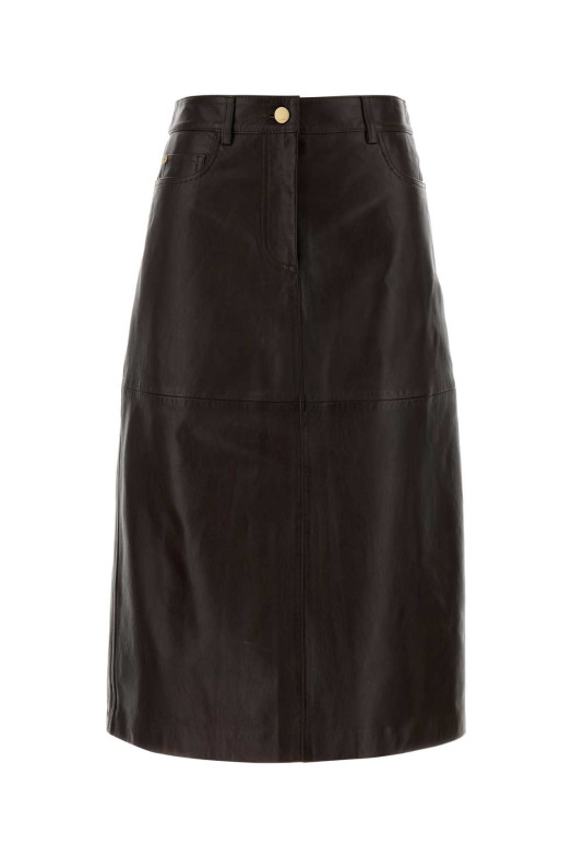 Dark brown leather Gita skirt S MAXMARA (2629406021600)