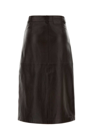 Dark brown leather Gita skirt S MAXMARA (2629406021600)