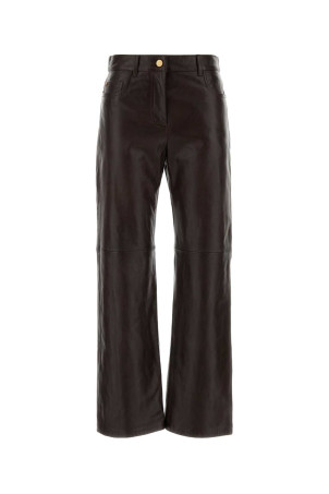Chocolate leather Pesca pant S MAXMARA (2629436011600)