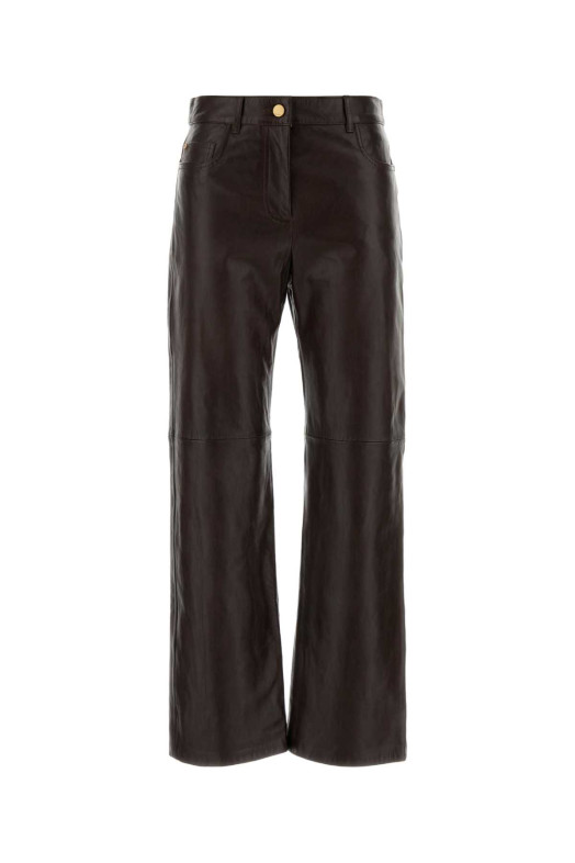 Chocolate leather Pesca pant S MAXMARA (2629436011600)