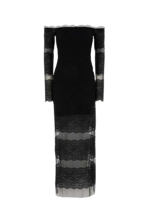 Black lace and mesh long dress BLUMARINE (2A760A)