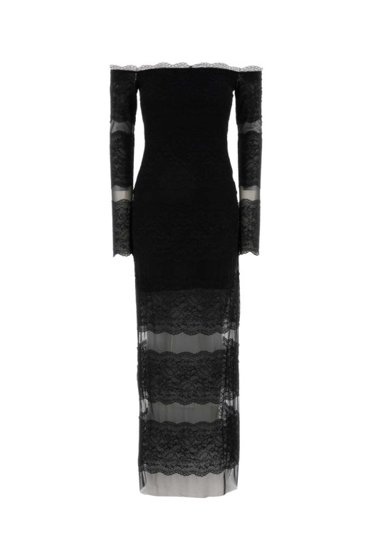 Black lace and mesh long dress BLUMARINE (2A760A)