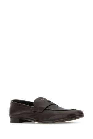 Dark brown leather loafers PRADA (2DF090FX0003ACM)