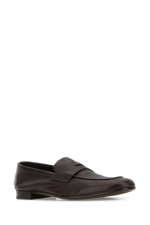 Dark brown leather loafers PRADA (2DF090FX0003ACM)