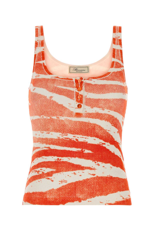 Printed stretch cotton tank top BLUMARINE (2T123A)