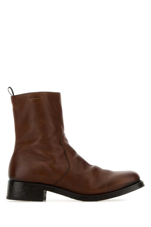 Коричневі шкіряні чоботи PRADA (2UA006FX000V69)