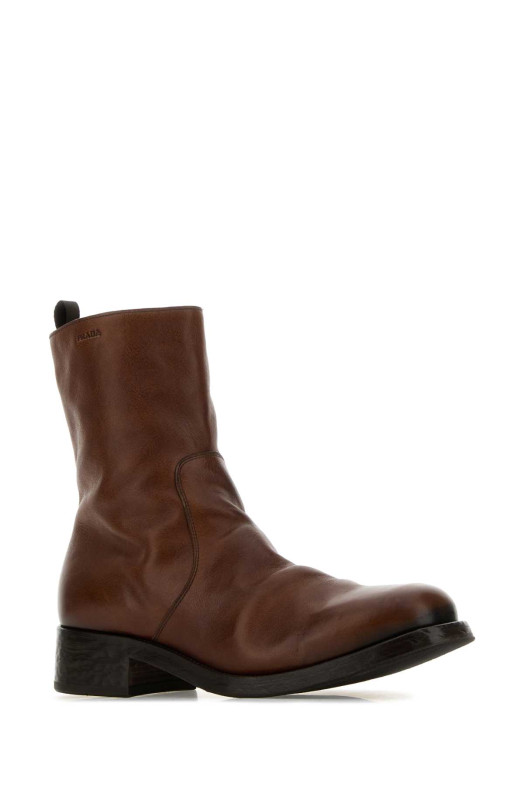 Коричневі шкіряні чоботи PRADA (2UA006FX000V69)