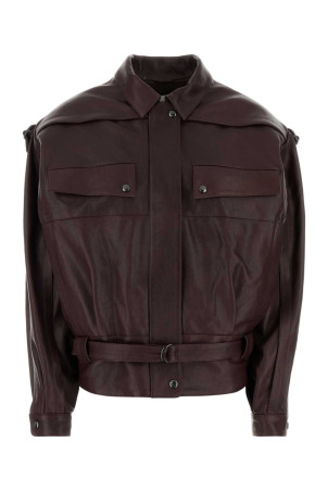 Burgundy leather oversize jacket Brown MAGDA BUTRYM (344726)