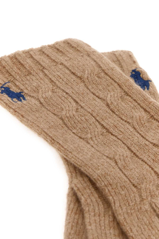 Camel wool blend gloves Blue POLO RALPH LAUREN (455981440)
