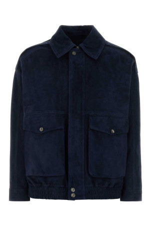 Navy blue suede jacket SANTORO (50017D)