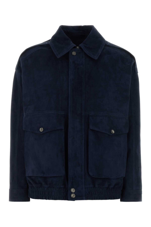 Navy blue suede jacket SANTORO (50017D)