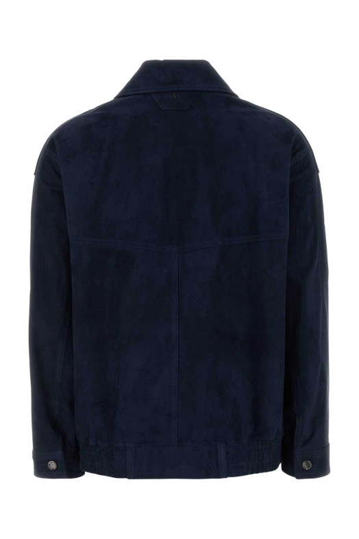 Navy blue suede jacket SANTORO (50017D)