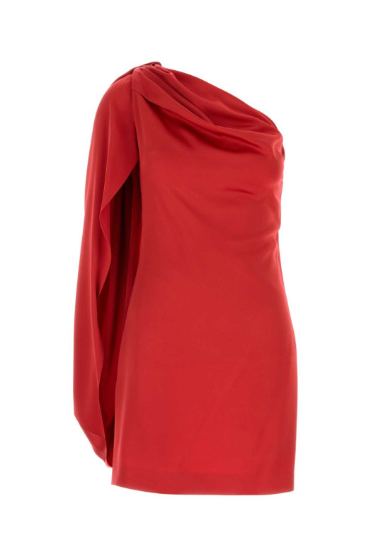 Красное атласное мини-платье с одним плечом STELLA McCARTNEY (6A07063FU302)