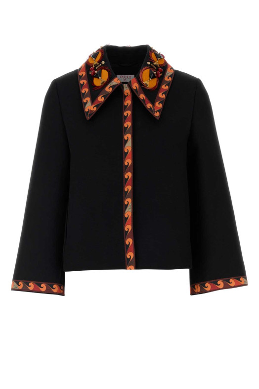 Чорний блейзер із габардину, чорний, EMILIO PUCCI (6HRA076H608)