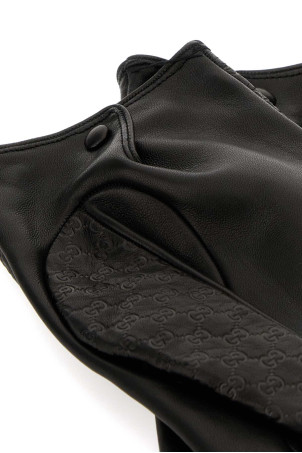 Dark brown nappa leather gloves GUCCI (8456584SAEA)