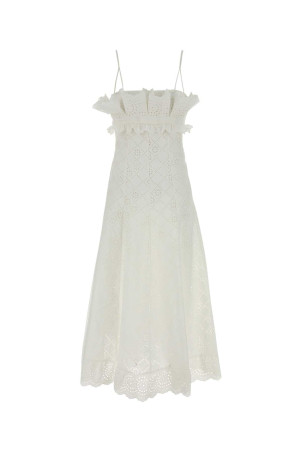 Белое платье с английской вышивкой ALBERTA FERRETTI (A04451622)