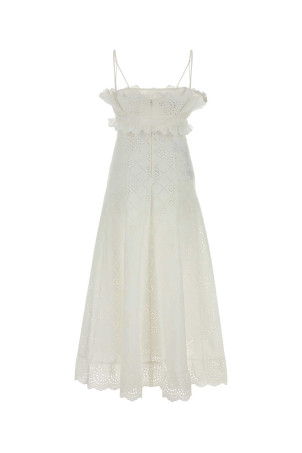 Белое платье с английской вышивкой ALBERTA FERRETTI (A04451622)