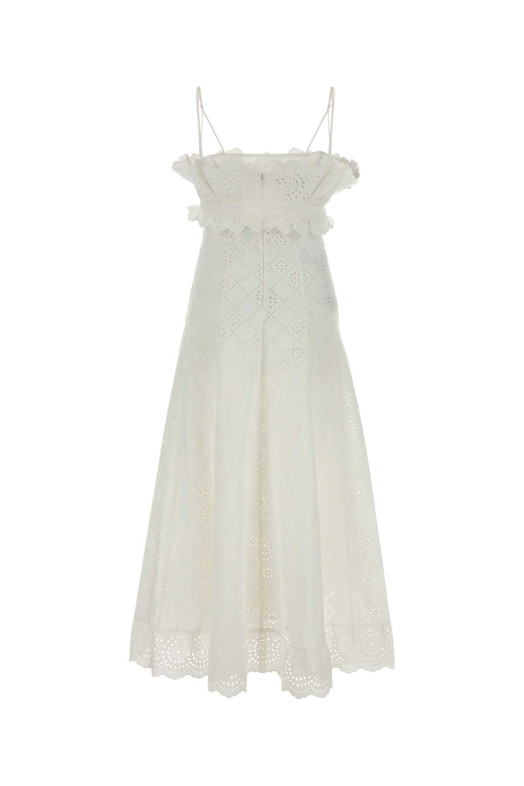 Біла сукня з англійською вишивкою ALBERTA FERRETTI (A04451622)
