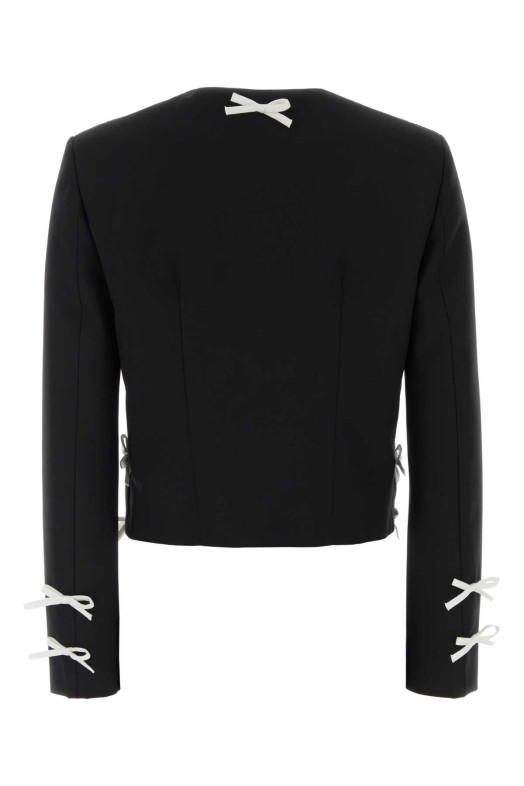 Черный шерстяной блейзер MOSCHINO (A05025521)