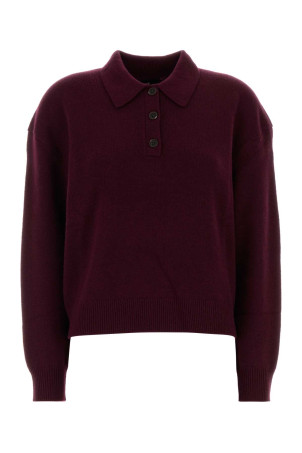 Burgundy cashmere Lee polo shirt ANINE BING (A0912289)