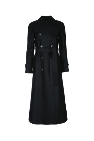 WOMEN LONG RAGLAN TRENCH LIGHT PRESSED WOOL Black HARRIS WHARF LONDON (AA1180MLX)