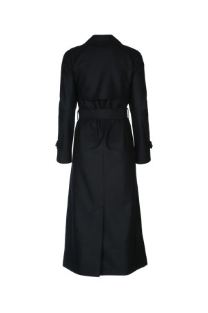 WOMEN LONG RAGLAN TRENCH LIGHT PRESSED WOOL Black HARRIS WHARF LONDON (AA1180MLX)