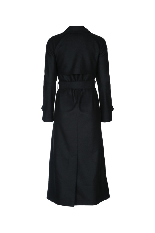 WOMEN LONG RAGLAN TRENCH LIGHT PRESSED WOOL Black HARRIS WHARF LONDON (AA1180MLX)