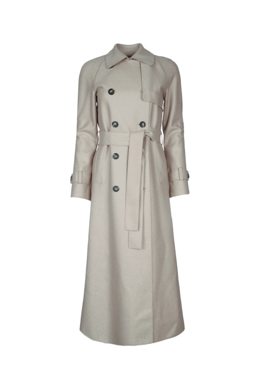 WOMEN LONG RAGLAN TRENCH LIGHT PRESSED WOOL HARRIS WHARF LONDON (AA1180MLX)
