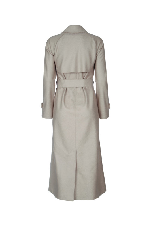 WOMEN LONG RAGLAN TRENCH LIGHT PRESSED WOOL HARRIS WHARF LONDON (AA1180MLX)