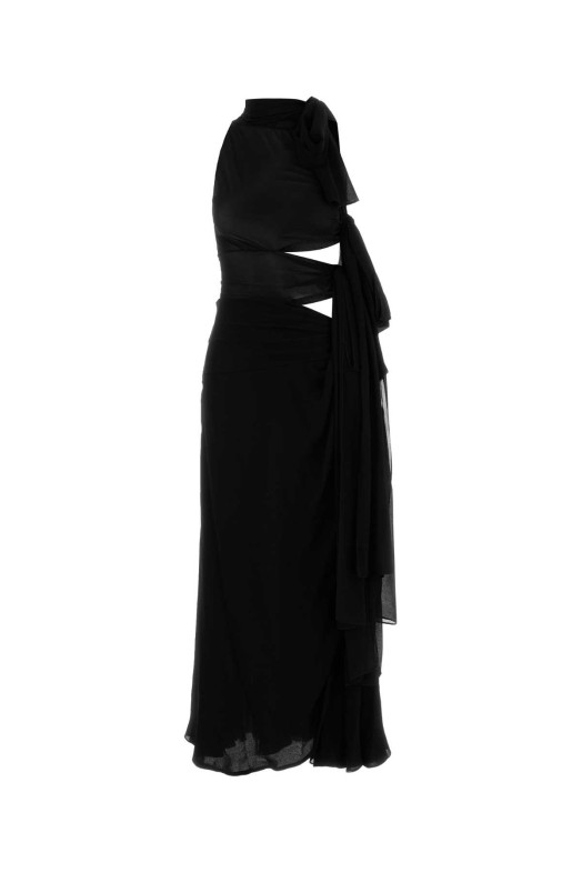 Black georgette long dress ALAIA (AA9R2772T666B)
