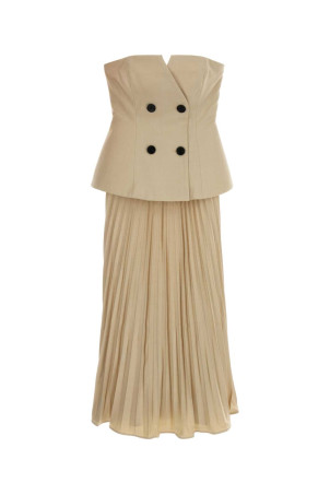 Beige stretch gabardine dress Beige SELF PORTRAIT (AW26155MBG)