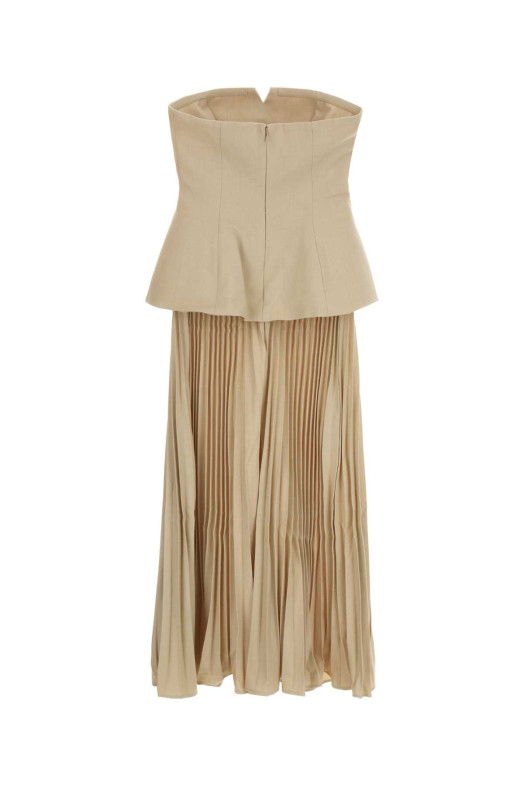 Beige stretch gabardine dress Beige SELF PORTRAIT (AW26155MBG)
