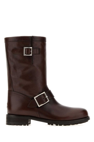 Chocolate leather Biker boots Bordeaux JIMMY CHOO (BIKERMIDSVH)