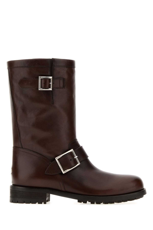 Chocolate leather Biker boots Bordeaux JIMMY CHOO (BIKERMIDSVH)