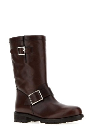 Chocolate leather Biker boots Bordeaux JIMMY CHOO (BIKERMIDSVH)