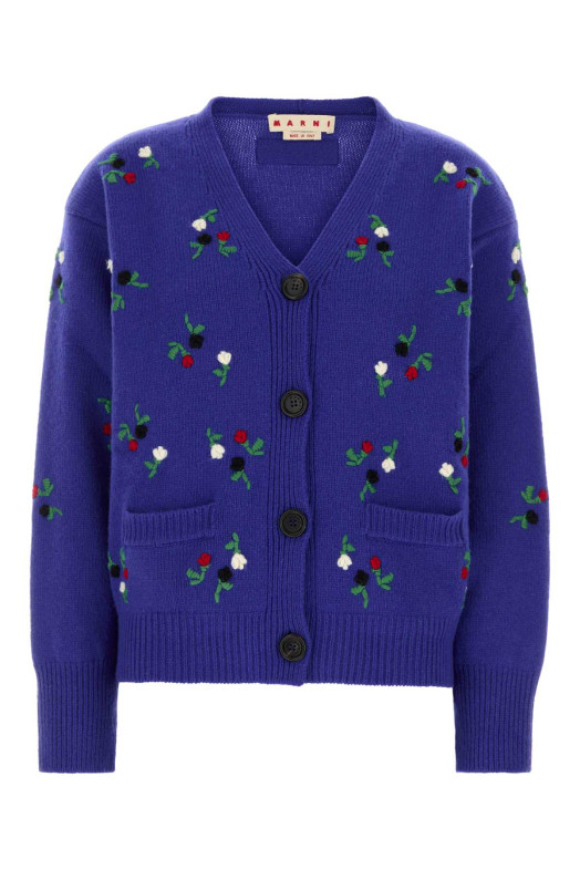 Blue wool blend cardigan MARNI (CDMD0463S0UFZ415)