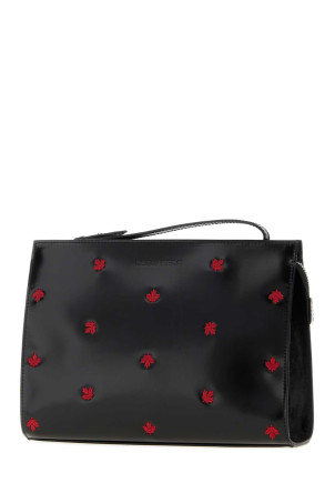 Black leather Maple Leaf clutch DSQUARED (CLM002424909060)