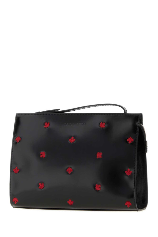 Black leather Maple Leaf clutch DSQUARED (CLM002424909060)
