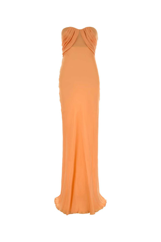 Длинное платье из оранжевого шелка ERMANNO SCERVINO (D482Q758KQG)