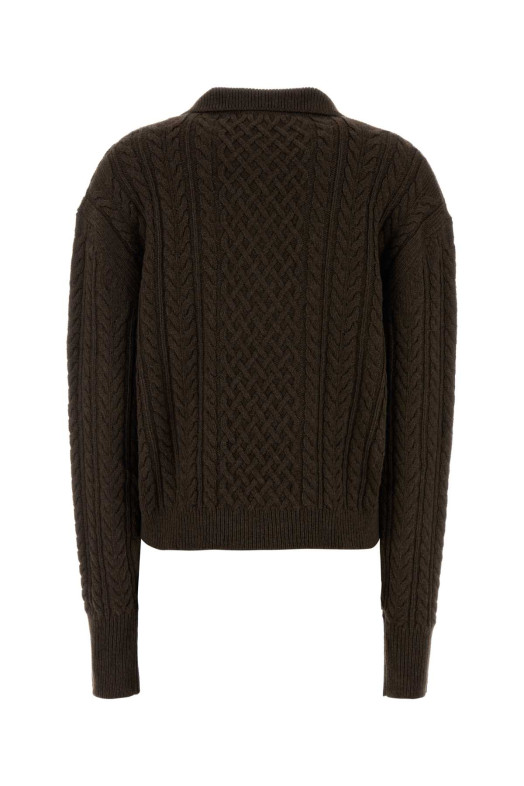 Chocolate nylon blend sweater DES PHEMMES (D735KW)