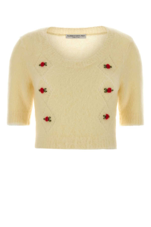 Pastel yellow mohair blend sweater ALESSANDRA RICH (FABX4186K4603)