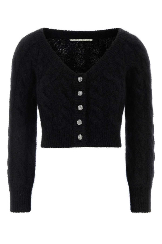 Black stretch mohair blend cardigan ALESSANDRA RICH (FABX4343K4724)