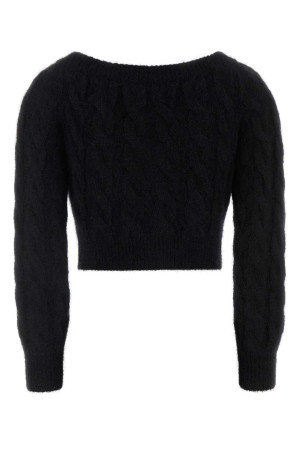 Black stretch mohair blend cardigan ALESSANDRA RICH (FABX4343K4724)