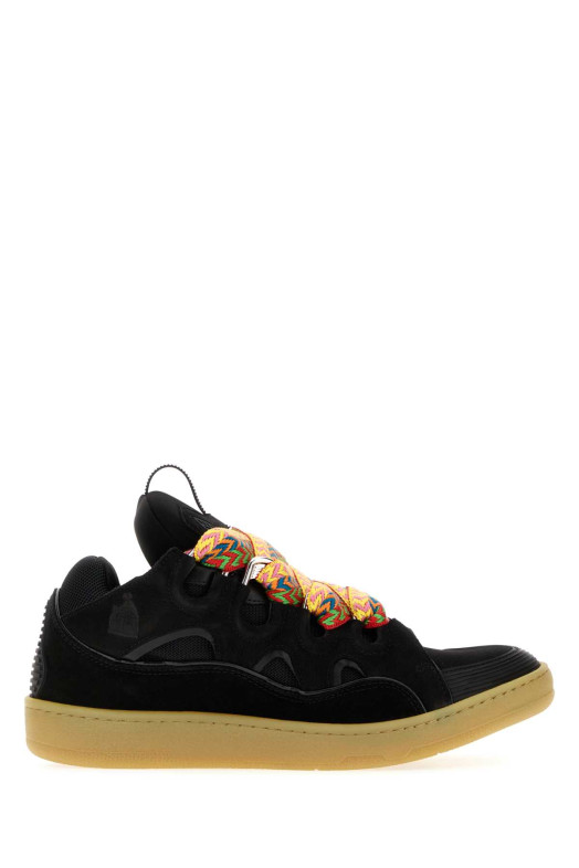 Black leather and fabric Curb sneakers LANVIN (FUSKDK12DRA3P26)