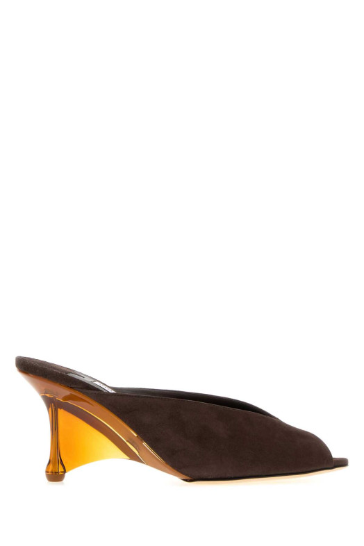 Темно-коричневые замшевые туфли-муле Glace от JIMMY CHOO (GLACEMULE80DTL)