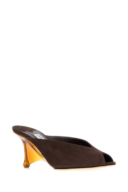 Темно-коричневые замшевые туфли-муле Glace от JIMMY CHOO (GLACEMULE80DTL)