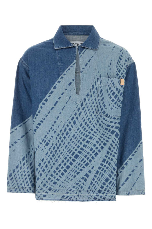 Printed denim polo shirt BLUE LOEWE PAULA'S IBIZA (H616Y12X12)