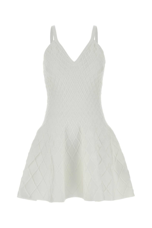 Белое трикотажное мини-платье BALMAIN (HF1R2927KK20)
