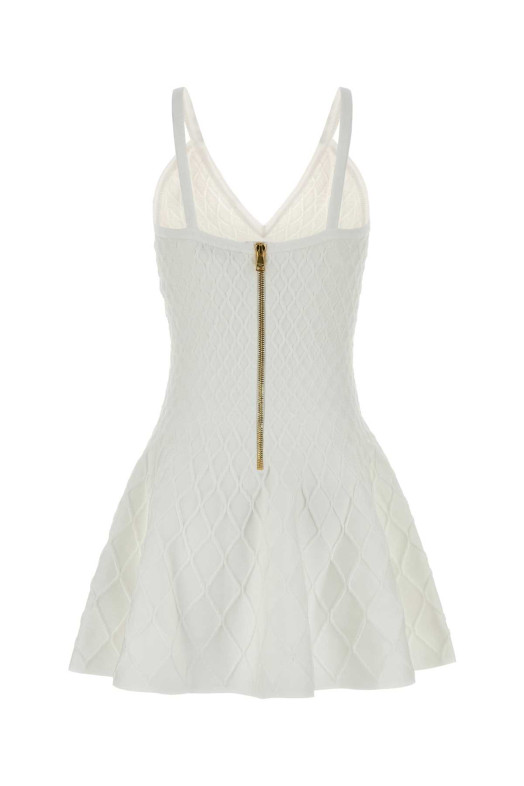 Белое трикотажное мини-платье BALMAIN (HF1R2927KK20)