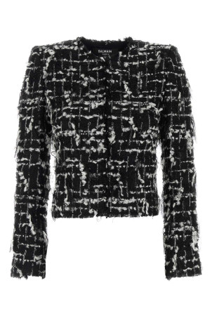 Двоколірний твідовий блейзер BALMAIN (HF1SC311XM09)